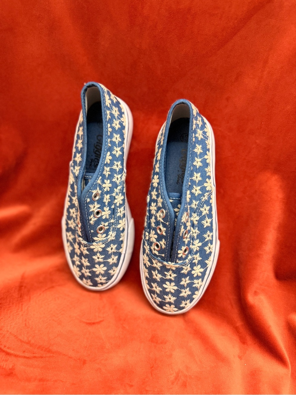 Blue Floral Slip-On Kids Shoes